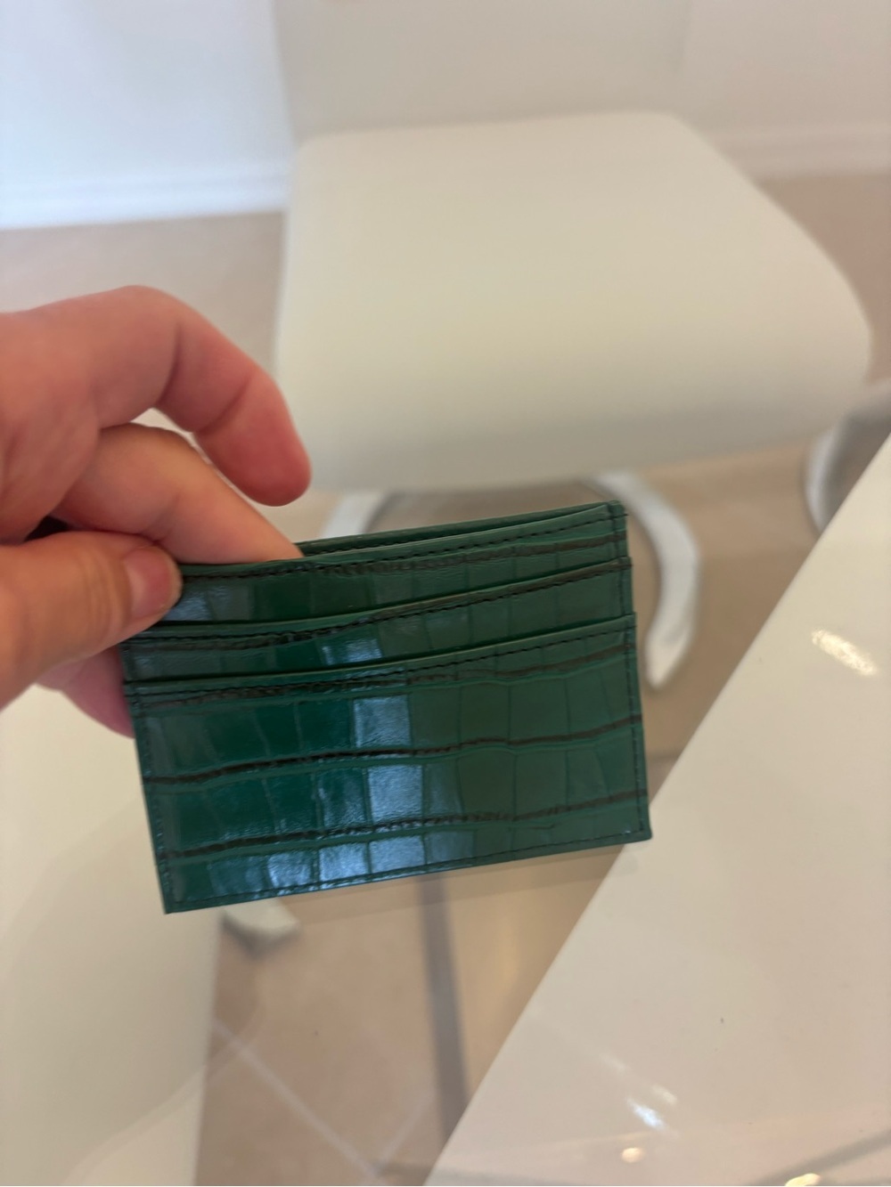 Green Croc-Embossed Card Holder
